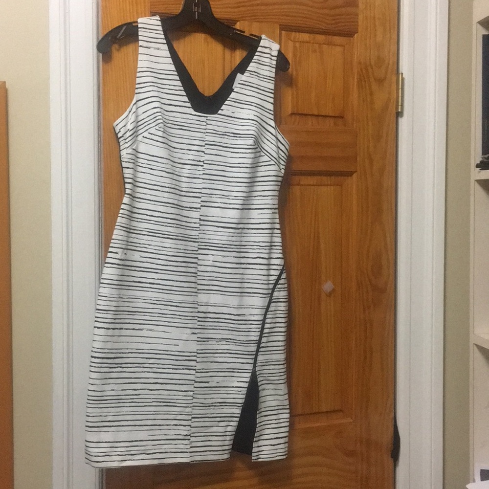 A black and white cocktail dress